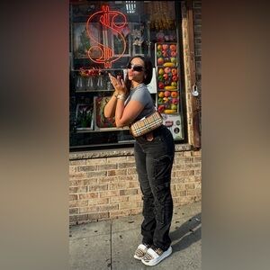 Burberry Beige and White Plaid Sneakers